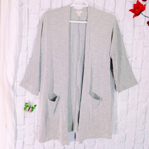 Anthropologie Donni Open Front Ribbed Cardigan‎ Longline Preppy Lagenlook - Picture 1 of 4